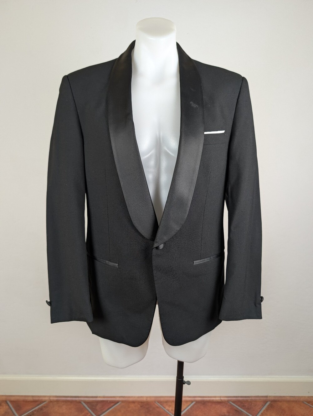 Christian Dior Black Satin Lapel Dinner Jacket